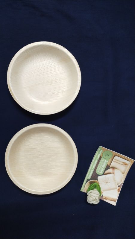 White 7 Inch round Areca Plates