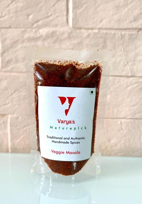 Varya's Red Natural Veggie Masala Powder, for Cooking Use, Packaging Type : Plastic Packet