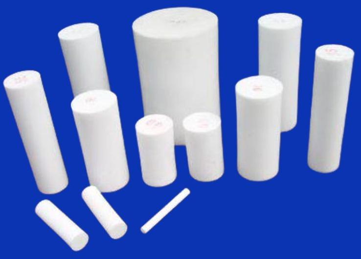 White Round PTFE Moulded Rods, for Gas Handling
