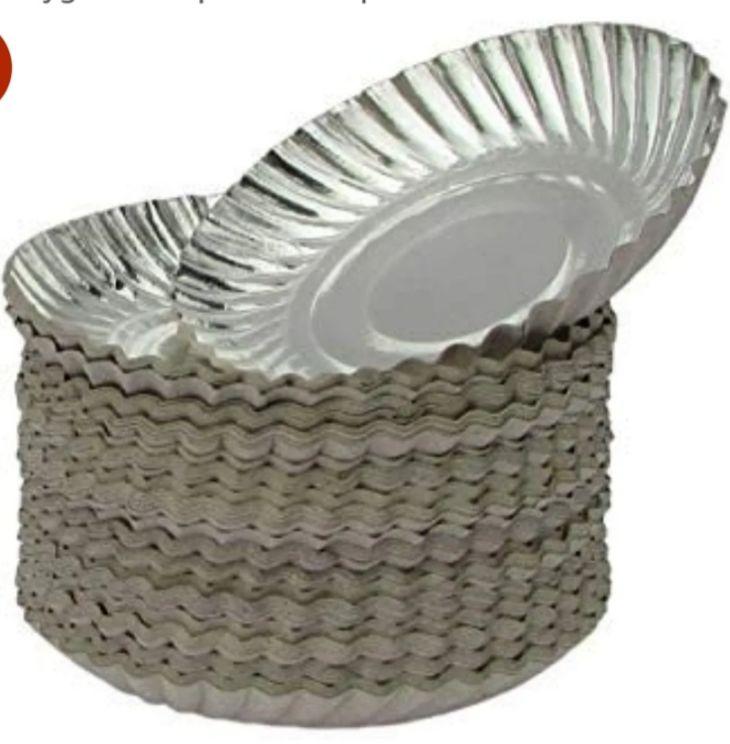 Non brand Plain Disposal silver paper plates, Size : 7 inch