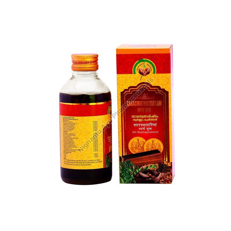 Vaidyaratnam Saraswatharishtam with Gold Tonic, Packaging Type : Plastic Bottle