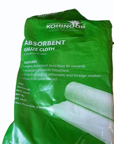 White Cotton + Polyster Kohinoor Absorbent Gauze Cloth, Packaging Type : Packet