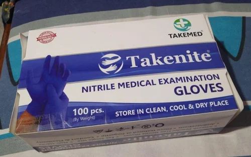 Blue Takenite Nitrile Medical Examination Gloves, Size : 5 Inches
