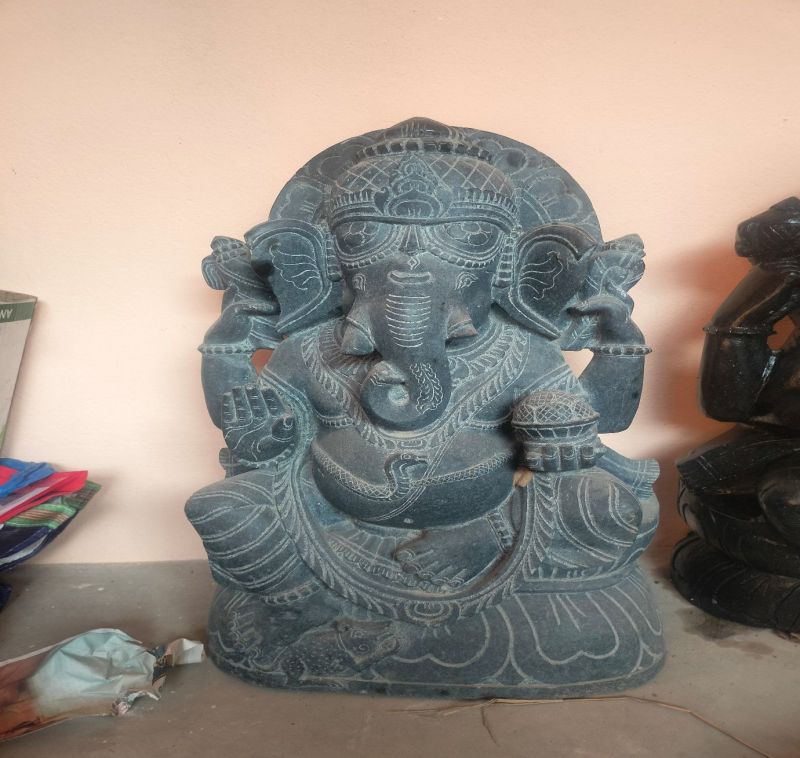 Plain Black Granite Ganesh Statue, Size : 2 Feet, Feature : Durable ...