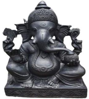 Black Stone Ganesh Ji Statue
