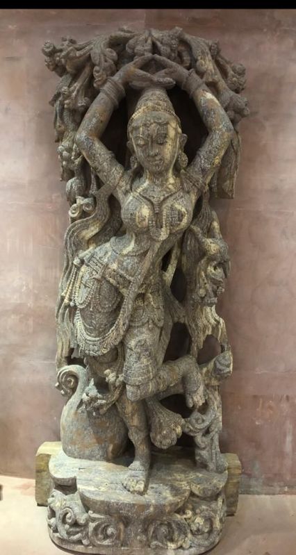 Brownish Stone Devdasi Statue, For Home, Garden, Temples, Size : 3 Feet