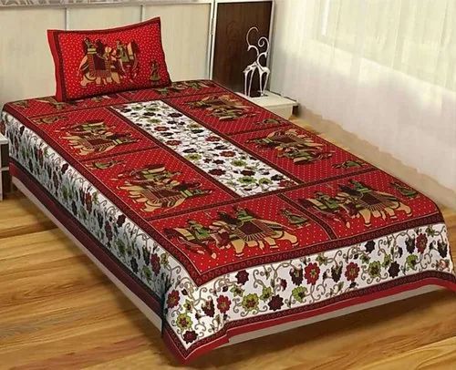 Printed Cotton Designer Single Bed Sheet, for Picnic, Hotel, Home, Feature : Eco Friendly, Easy Wash