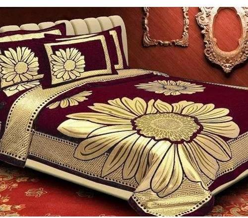 Flower Design Chenille Double Bed Sheet