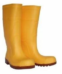 Dark Yellow PU Leather Industrial Wear Safety Boots, for Constructional Use, Size : All Sizes