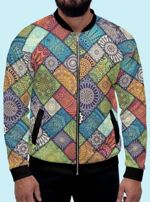 Mulit Colour Full Sleeves Polyester Mens Digital Print Jacket, Occasion : Casual Wear, Party Wear
