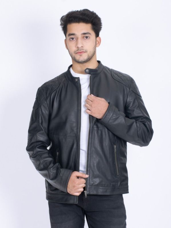 Leather Plain Mens Full Sleeve Jacket, for Easily Washable, Dry Cleaning, Comfortable, Anti-Wrinkle