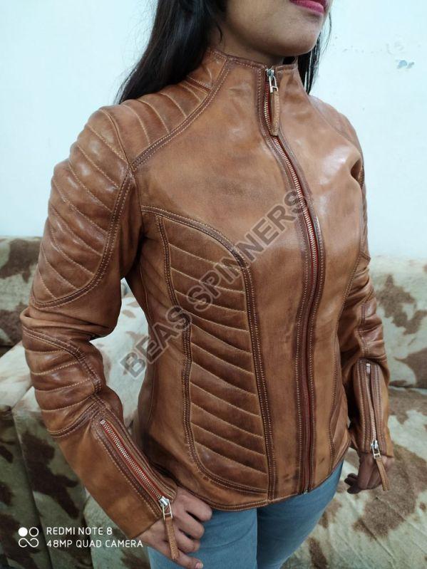 Plain Ladies Leather Biker Jackets, Size : XL