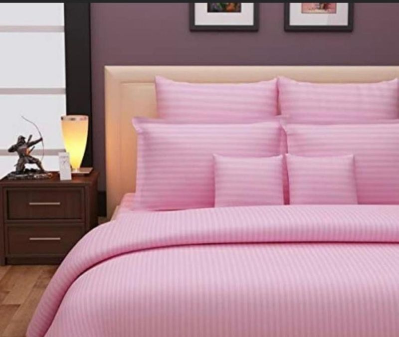 Light Pink Stripe Bed Sheet Set, for House, Hotel, Feature : Anti Shrink, Anti Wrinkle, Easy To Clean
