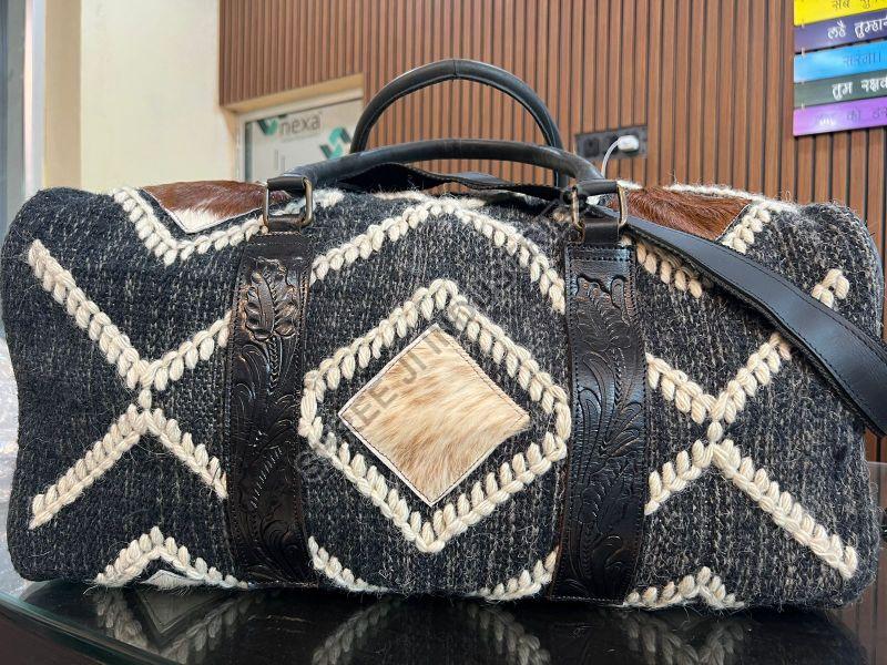 Jute & Leather Duffle Bag