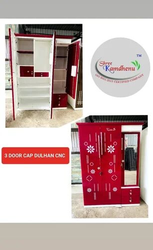 Wooden Hinged 3 Door Cap Dulhan CNC Wardrobe, for Home, Size : Standard