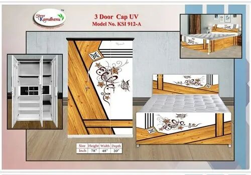 Multicolor Steel Box Bed and Almirah Set, for Bedroom, Size : All Size