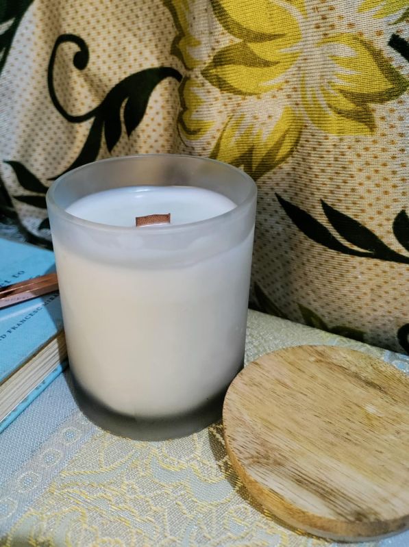 Polished Paraffin Wax Frost Scented Candle, for Lighting, Decoration, Speciality : Smokeless, Fine Finished