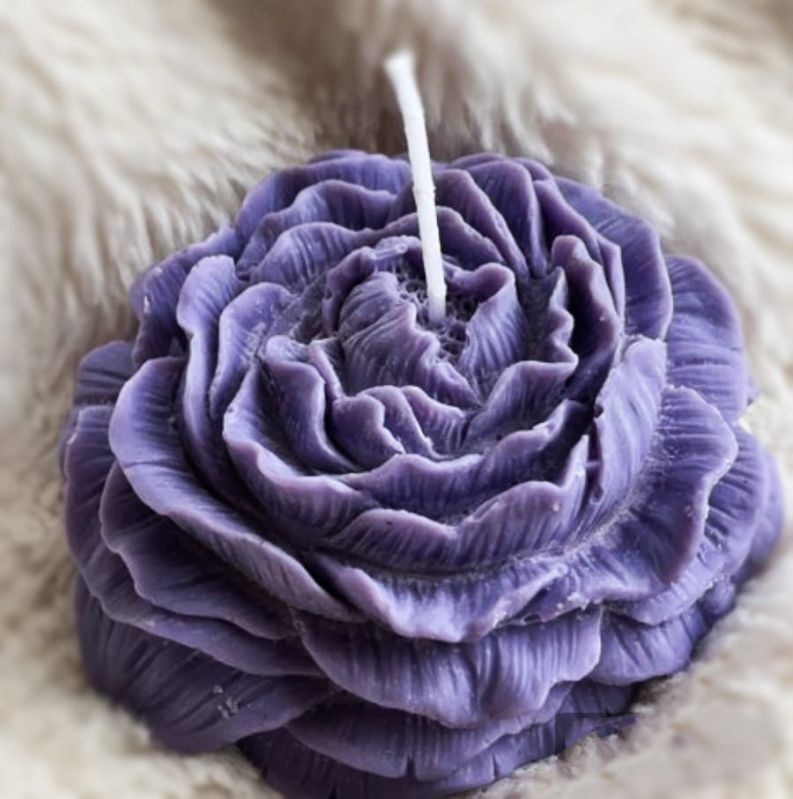 Polished Paraffin Wax Peony Flower Scented Candles, for Lighting, Decoration, Speciality : Smokeless