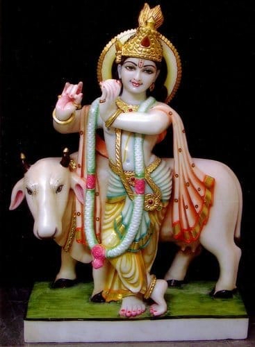 Multicolor Plain Marble Gopal Krishna Statue, for Worship, Packaging Type : Carton Box