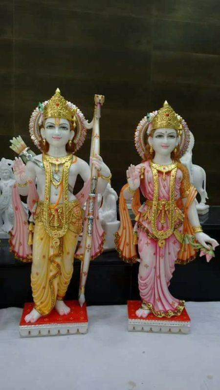 Multicolor Plain Marble Ram Sita Statue, for Worship, Size in Feet : 5X4 Feet