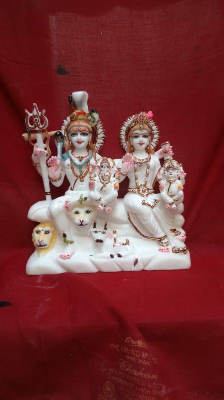 White Plain Marble Shiv Parivar Statue, for Worship, Packaging Type : Carton Box