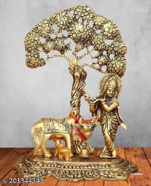 Metal Lord Krishna Statue, For Shop, Office, Home, Religious Decoration