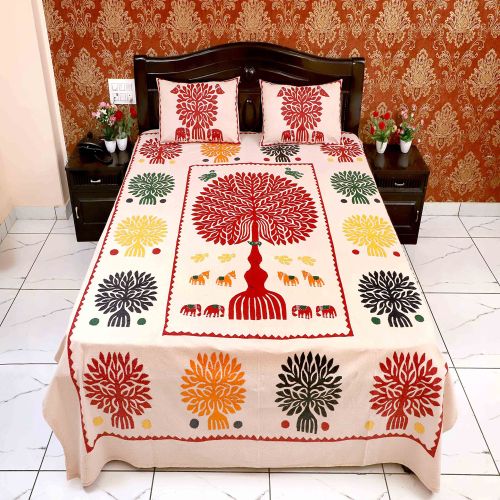 Multicolor Cotton Applique Bed Sheets, for Home, Hotel, Technics