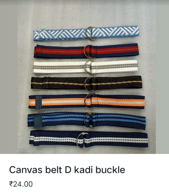 Multicolour Cotton Canvas Belt, Gender : Male