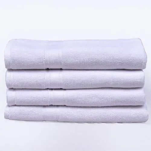 Plain White Cotton Bath Towel, for Home, Hotel, Restaurant, Feature : Anti Shrink, Anti Wrinkle
