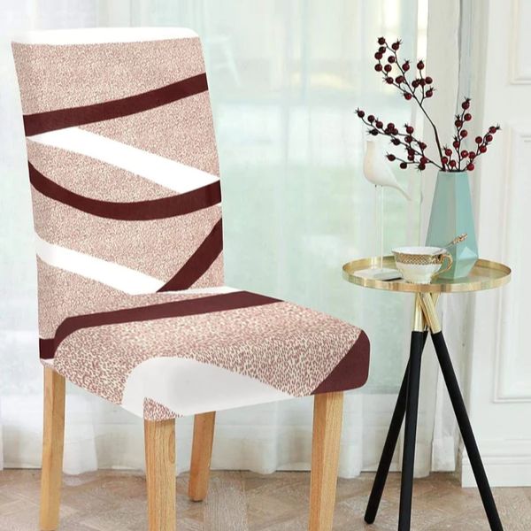 Brown &amp;amp; White Striped - Magic Universal Chair Cover