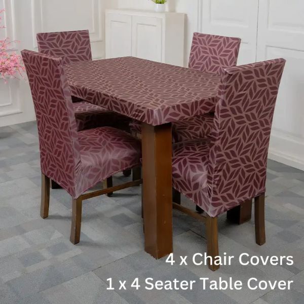 DivineTrendz Exclusive - Brown Print Elastic Chair &amp;amp; Table Cover