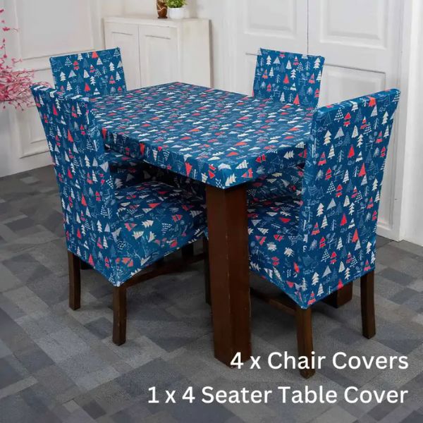 DivineTrendz Exclusive - Christmas Snow Elastic Chair & Table Cover