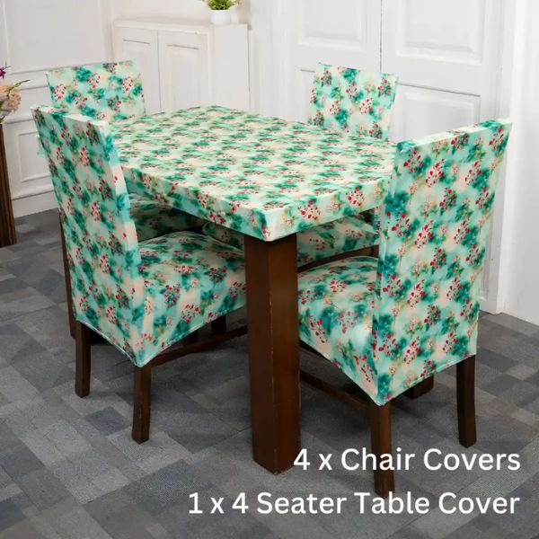 DivineTrendz Exclusive - Green Tulip Elastic Chair &amp;amp;amp;amp; Table Cover