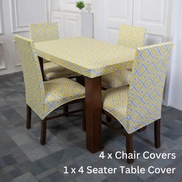 DivineTrendz Exclusive - Ikat Diamond Elastic Chair and Table Cover