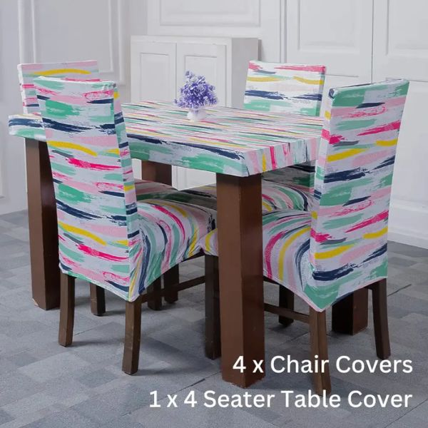 DivineTrendz Exclusive -Multi-Coloured Elastic Chair &amp;amp;amp;amp; Table Cover