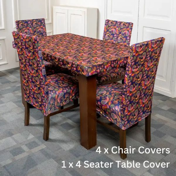 DivineTrendz Exclusive - Purple Paisley Elastic Chair & Table Cover