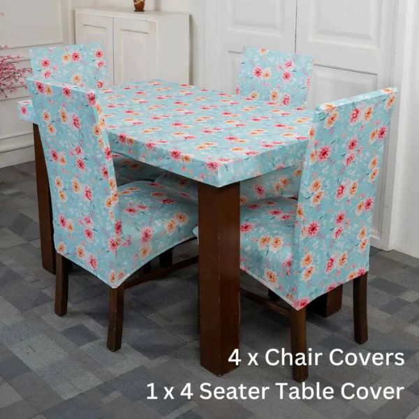 Divinetrendz Exclusive - Summer Flower Elastic Chair & Table Cover