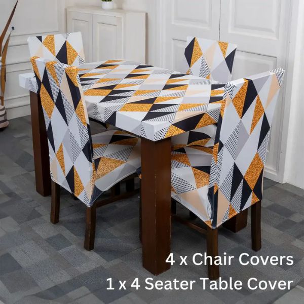 DivineTrendz Exclusive - Yellow Prism Elastic Chair & Table Cover