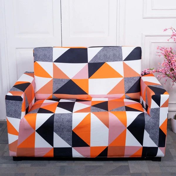 Prism Orange Elastic Sofa Slipcovers, Width : Multisizes