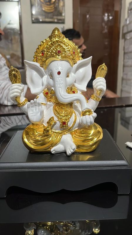 Marble Golden Plating Ganesha, For Shop, Office, Home, Packaging Type : Carton Box