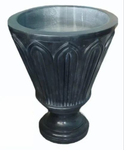 Polished Black Marble Flower Pot, for Garden, Home, Hotel, Office, Shape : Round