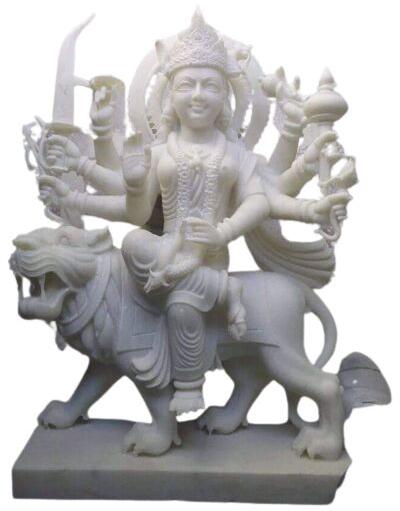 2.5 Feet White Marble Durga Maa Statue