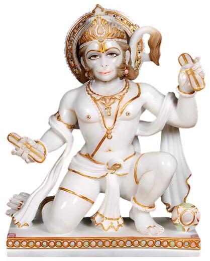 2 Feet White Marble Hanuman Statue