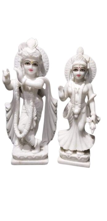 2 Feet White Marble Radha Krishna Statue
