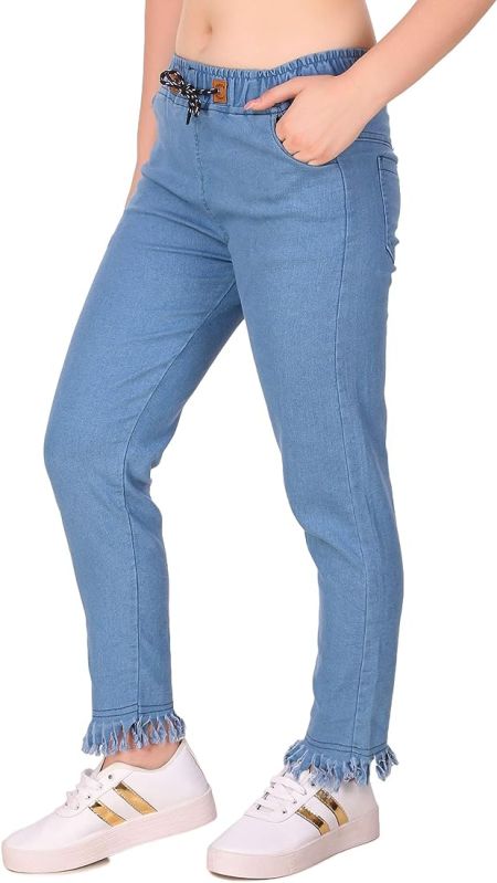 Ladies denim jeans, Style : High Rise