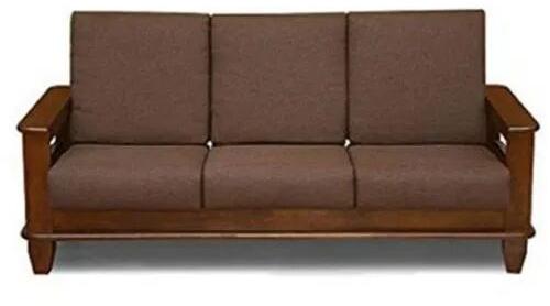 Brown Polished 3 Seater Wooden Sofa, for Home, Hotel, Office, Folding Style : Non Foldable