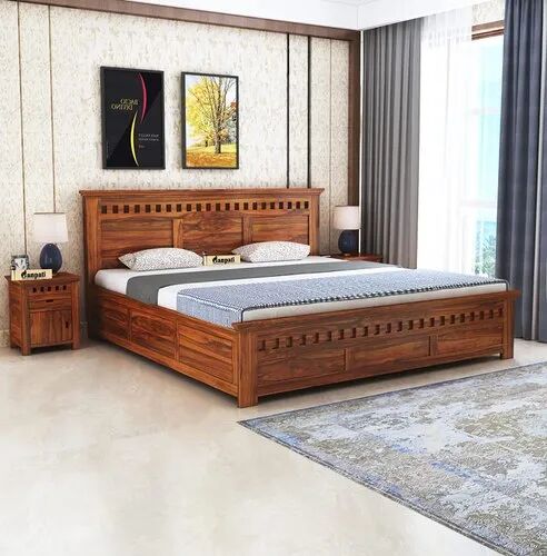 40-50 Kg Polished Plywood King Size Wooden Bed, for Bedroom, Specialities : High Strength, Fine Finishing