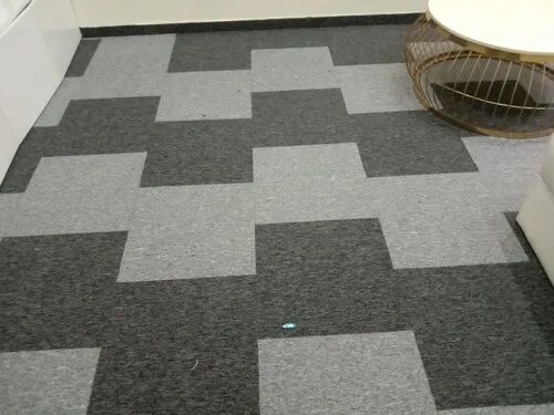 Black Grey Polypropylene Dual Color Carpet Tile