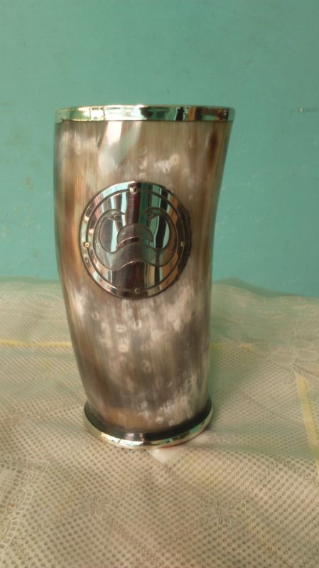 Tayyab Handicraft Polished 100gm Drinking Horn Glass, Size : 6 inch