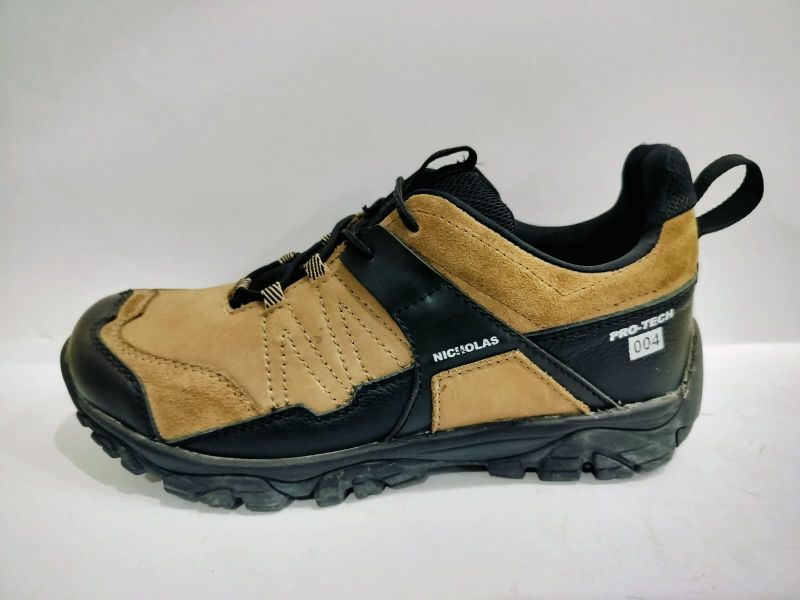 Nicholas Leather+Textile S-029 Yellow Trekking Shoes, Insole Material : Memory Foam
